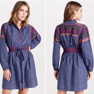 XIRENA Yasmeen Dress Cotton Long Puff Sleeve  Whimsey Purple Boho Dress XS